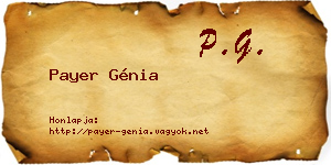 Payer Génia névjegykártya